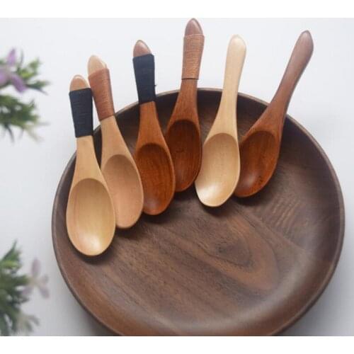 Japan Style Eco-Friendly Wooden Spoon Utensil Short Kitchen Cooking Sugar Salt Small Spoons Free Shipping LX4554