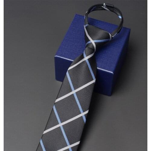 2020 Brand New Mens Business Ties Fashion Zipper Tie 8cm Wide Casual Formal Neckties Blue Striped Ties for Men With Gift Box