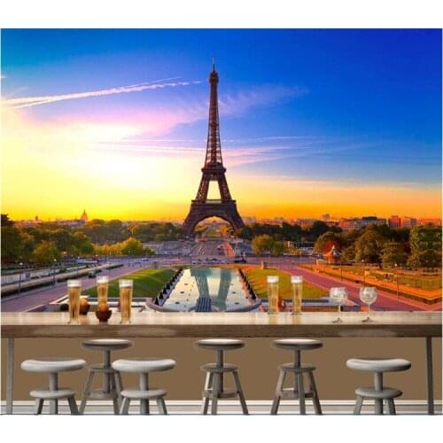 Dusk Blue Sky Eiffel Tower Large Mural Wallpaper Living Room Bedroom Hallway Photo Wallpaper Wall Decor Wall Papers Painting