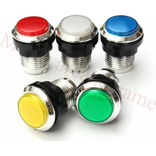 10pcs/lot 32mm CHROME illuminated arcade led push button 12V LED Arcade Start Push Button with microswitch 5 colors available
