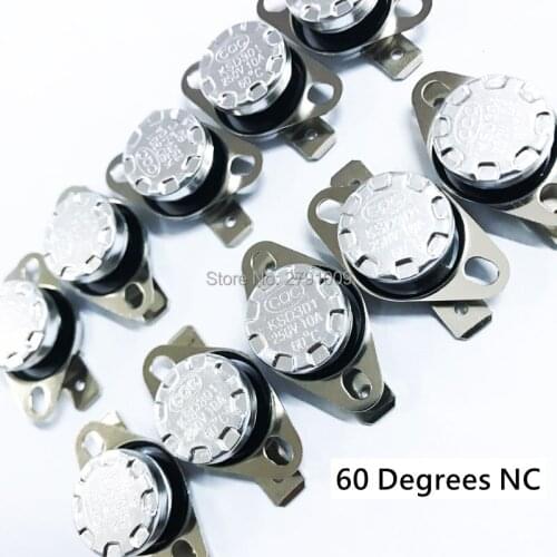 KSD301 60 Degrees 250V 10A Normally Close NC Thermostat Temperature Thermal Control Switch 60C Celsius Temperature Controlled
