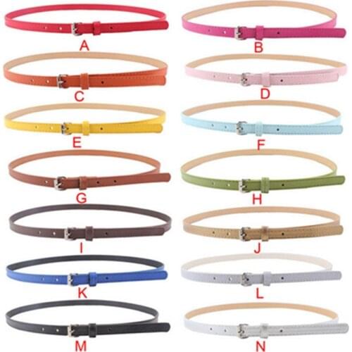 2019 New Arrival Womens Fashion thin belt Candy Colours Strap Faux Leather Belt Waistband For Ladies Dress Shirt Wearing