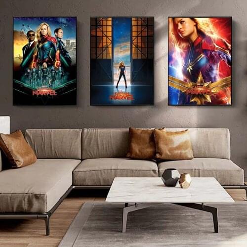 Marvel Avengers Sci-fi Movies Captain Marvel Propaganda Poster NickFury Canvas Painting Modern Home Art Decoration Living Room