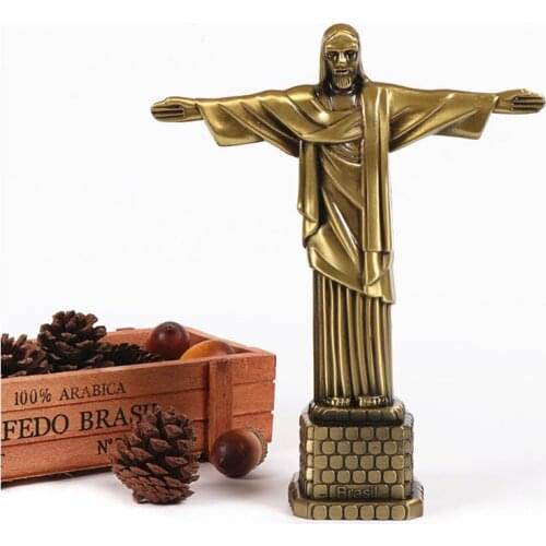 Metal Crafts Brazil Christo Redentor Jesus Statue Christ the Redeemer Statue Catholic Church Home Decoration