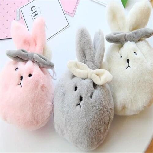 Fashion Coin Purse Lovely Kawaii Cartoon Rabbit Pouch Women Girls Small Wallet Soft Plush Rabbit Drawstring Coin Bag Kid Gift