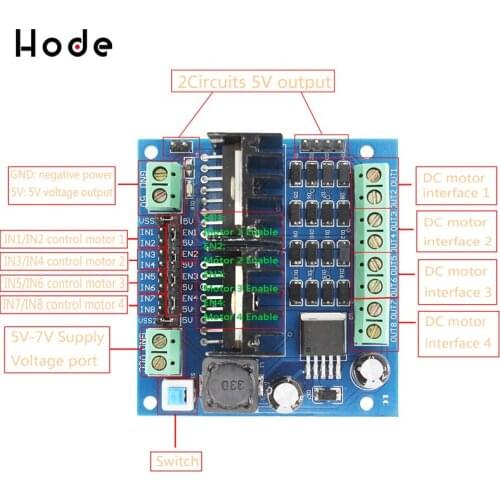 Motor Drive Module L298N Four Way DC Motor Drive Smart Car Drive Motor Module with LM2596 Chip