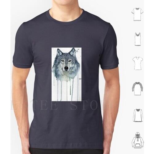 Boho Wolf T Shirt Men Cotton 6xl Wolf Bohemian Headdress Boho Wolfy Watercolour Wolf