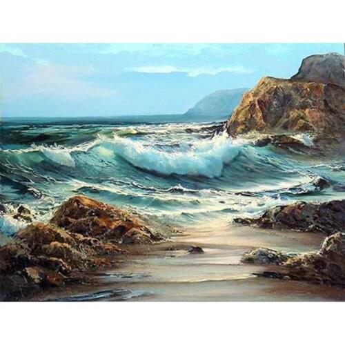 Frame Painting By Number On Canvas Kits sea scenery Unique Gift DIY Coloring By Numbers Decorection For Home