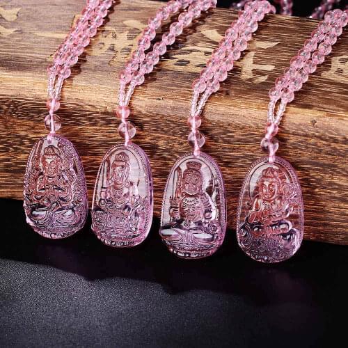 Natural Stone Carved Buddha Lucky Amulet Pendant Necklace Maitreya Fine Jewelry for Women Men Sweater Chain Pendants