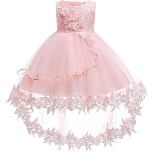 New Baby Girls Dresses Children Tulle Long Trailing Sleeveless Christening First Birthday Ball Gown Kids Baptism Dresses