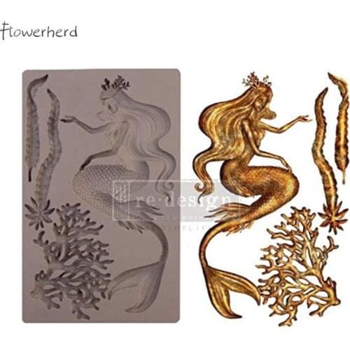 New Baking Tool Ocean Mermaid Seaweed Chocolate Mold Fondant Cake Silicone Mold Cake Decoration Accessories Resin Mold