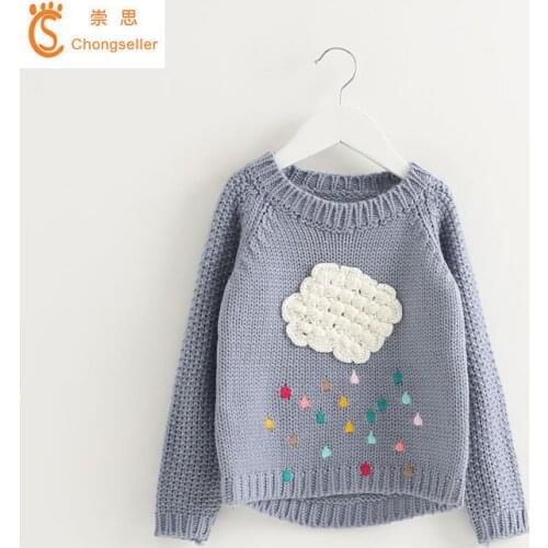 Girls Clothing 2017 Autumn Spring Baby Kids Sweater Long Sleeve Cartoon Cloud Pullover Kintted Children Knitwear 2-8Y