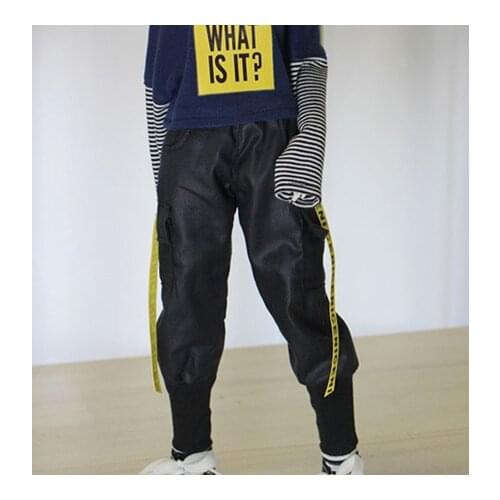 BJD doll clothes suitable for 1/31/4 street fashion tide black tooling leisure trousers straight beam foot loose joker sweatpant