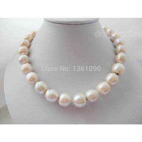 000243 17'' 15MM White Reborn Round Freshwater Pearl Necklace AAA