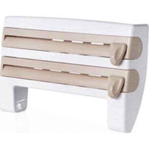 Portable Kitchen Cling Film Sauce Bottle Storage Rack Container Paper Towel Holder with Cutting Blades Home Kitchen Supplies