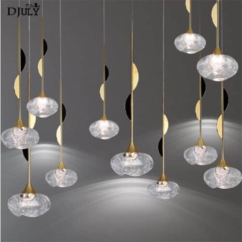 Postmodern Bubble crystal gold pendant lights for dining room kitchen living room light fixtures luxury home deco led hang lamp