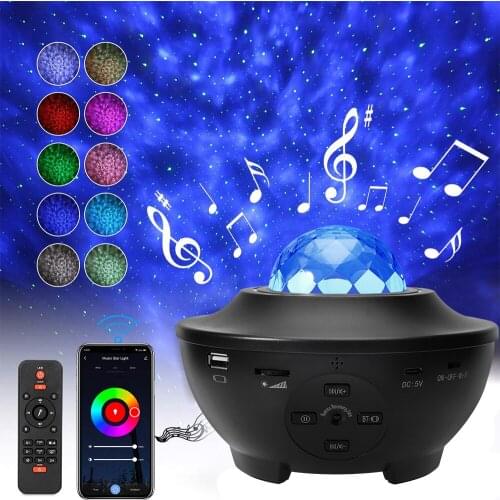 WIFI Projector Light Bluetooth-compatible Star Projector Voice Control Ocean Water Night Lights Music Led Galaxy Projector Lamp