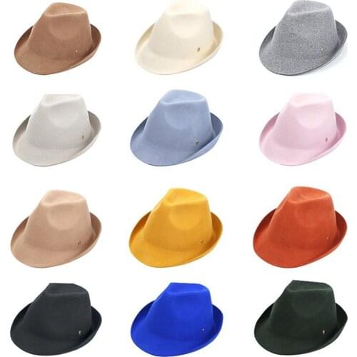Jazz Trilby Mans Felt Fedora Classic Medium Width Woman Short Brim Vintage Stylish Fashion Wool Hat