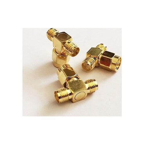 SMA male to 2x SMA female triple T in series RF adapter connector 3 way