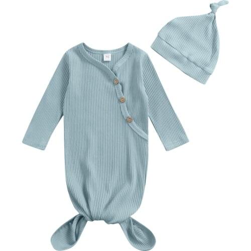 Citgeett Baby Boys Girls Sleeping Bag and Cap Solid Color Long Sleeve Sleeping Bag 0-3 Months