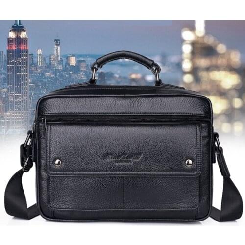 High Quality Genuine Leather Men Shoulder Bag Handbag Tote Business Real Cowhide Single Messenger Briefcase Cross Body Bags