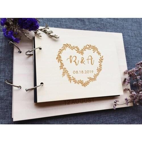 Wedding Guest Book ,Heart Shape Wreath Wedding Photo album, Rustic Guest Book,Wooden wedding gifts for guests,Anniversary gifts