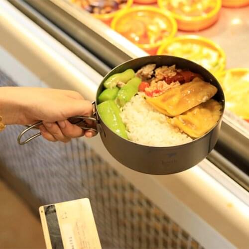 Titanium Folding Bowls Lunch Box With Cover Outdoor Camping Tableware Bowl Hiking Travel Dinner Boxes Cookware 800ml 1L 1.2L