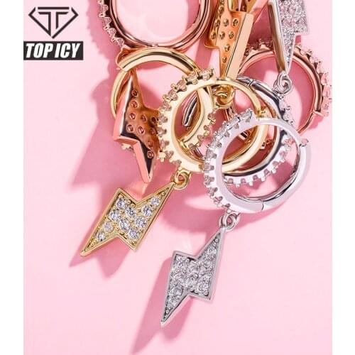 Top Icy New Arrival 14k Gold Plating Punk Earring Jewelry With Lightning Shape For Girls Gift Fashion Earrings Trend 2020