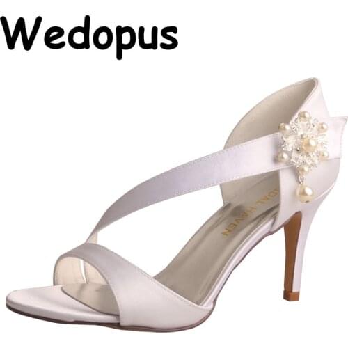2021 Sandals for Women White High Heel Summer Sandals for Wedding New Arrival