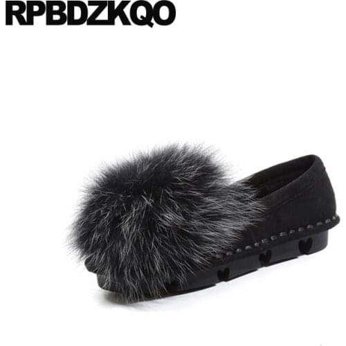 Designer shoes china winter 2019 suede chinese ladies round toe slip on flats women black shallow fur red wine large size brown