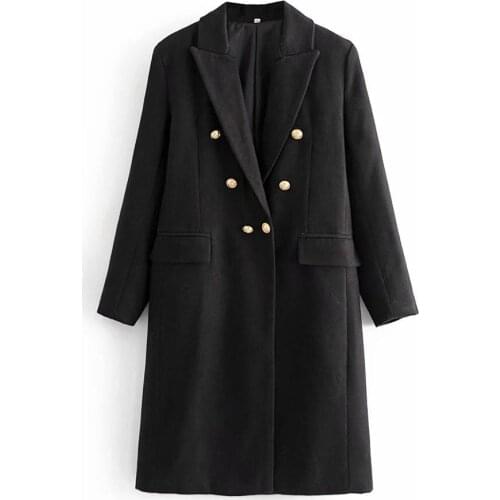 New Pop Autumn Winter Women Long Coat Metal buttons Casual Vogue Elegant windbreaker Outerwear Trench parka female jacket