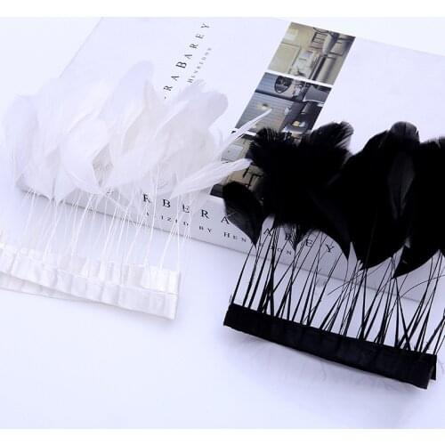 1Meter Natural Feather 10-15cm Chicken Pheasent Feathers White Black Trim Cloth Sideband Plume DIY Wedding Clothing Accessories