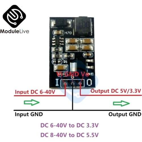 1PC High-efficiency 2 in1 LDO Regulator DC 6V 9V 12V 24V to 5V 3.3V Step-Down Buck DC-DC Converter Low Dropout Linear Regulator