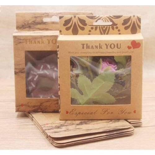 10pcs 30x8mm DIYThank you with love Gift Box with Clear Window Hang Hole Packaging Boxes Party favors hanger window Box package