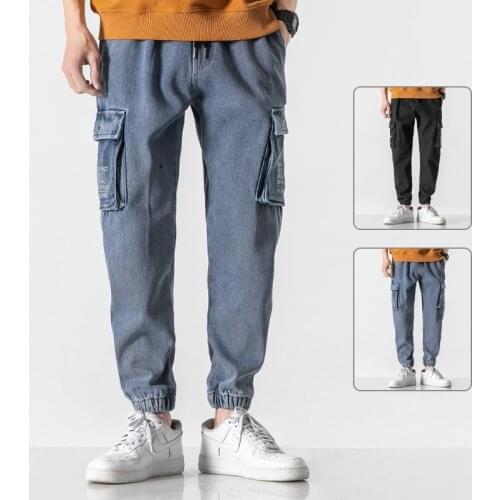 2021 New Cargo Jeans Pants Men Fashion Casual Harem Joggers Trousers Men Streetwear Hip Hop Plus Size Denim Jeans Men M-8XL