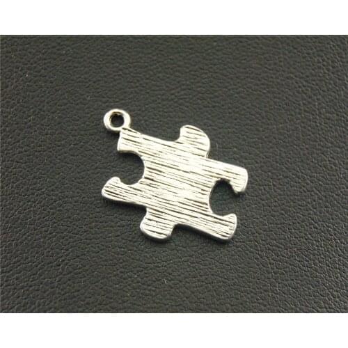 30pcs Silver Color puzzle Charm Pendant DIY Necklace Jewelry Findings 20x17mm A1382