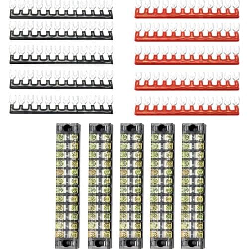 5 Sets Dual Row 12P Screw Blocks and Pre Insulated Terminal Barrier Strips