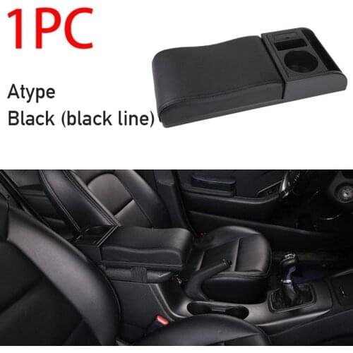Car Armrest with Cup Holder Universal Pu Leather Storage Box Soft Elbow Suppoty Cushion Movable Armrest Pad