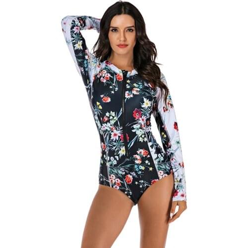 Full Suit for Swimming Longsleeve Wimans One Piece Body Suit Rash Guard Barhing Suit 2021 Long Sleeve Swimsuit Rashguard Zipper