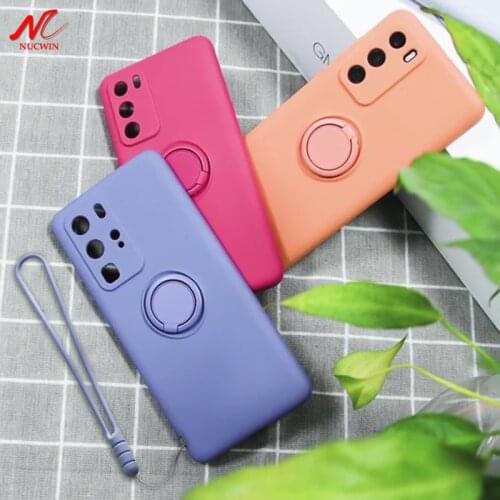 A12 Magnetic Ring Holder Case for Samsung A51 A71 A50 A70 Galaxy S8 S9 S10 S20 S21 Plus Note 8 9 10 20Ultra Liquid Silicon Cover