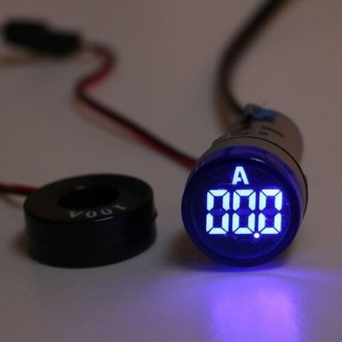 AC220V 22mm Digital Ammeter 0-100A Current Monitor Meter Signal Lamp Amperemeter 62KD