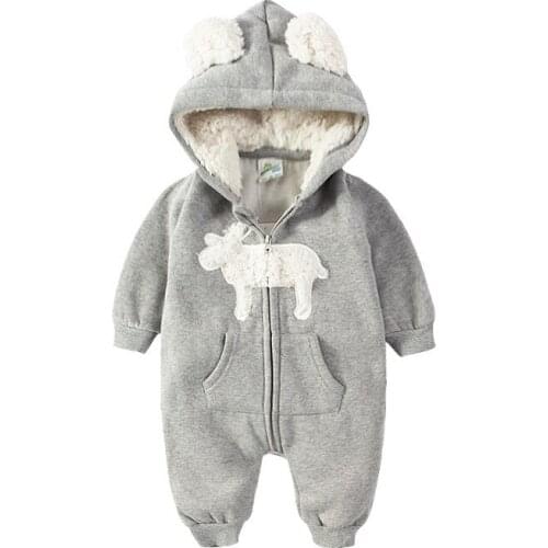 Baby Rompers Winter Baby Boy Girls Clothes Cotton Newborn Hooded Jumpsuit Long Sleeve warm