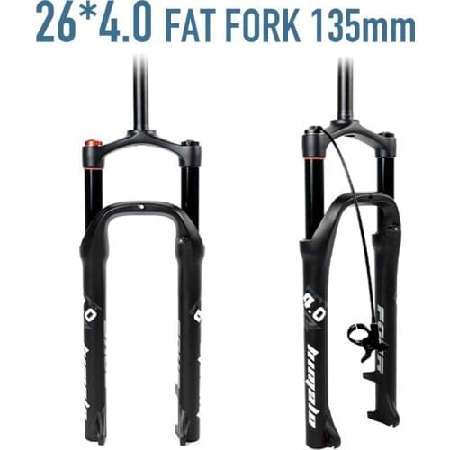 MTB Fat Bike Air Fork 26*4.0 Inch 135mm Disc Brake Shock Absorber Mountain Bicycle Suspension for Wide Tires Aluminum Magnesium