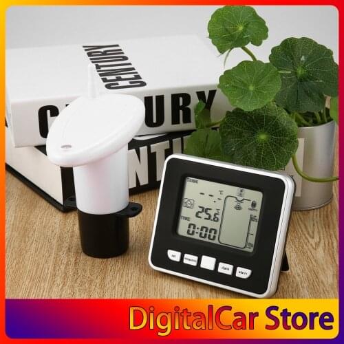 HOT!Ultrasonic Wireless Water Tank Liquid Depth Level Meter Sensor with Temperature Display with 3.3 Inch LED Display