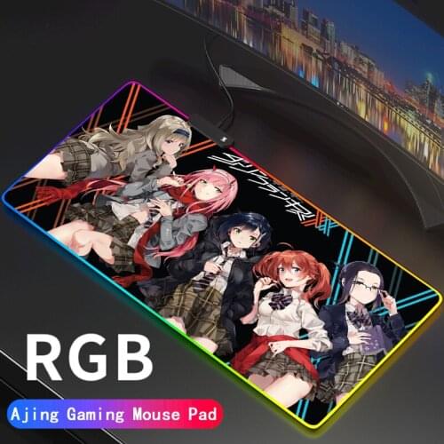 Anime Zero Two Big Breast Girl RGB Mouse Pad Computer LED Gaming Mouse Pad Gamer Large Darling In The Franxx Keyboard Desk Mat