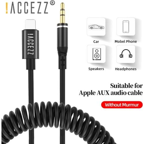 !ACCEZZ 3.5mm Jack Car Aux Cable 3.5 mm Male to 8Pin For iPhone 12 11 Pro XS Max XR Telescopic Spring Audio Cable Headphone Cord