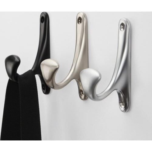 Matte Black Coat Hooks Wall Mounted for Hat Dual Prong Retro Coat Hanger with Screws Cloth Hook Decoration Hardware