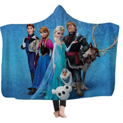 Disney Frozen Elsa Anna Hooded Cape Cloak Luxury Home Flat Sheet Throw Quilt for Adult Children Kids Baby Sherpa Soft Blanket