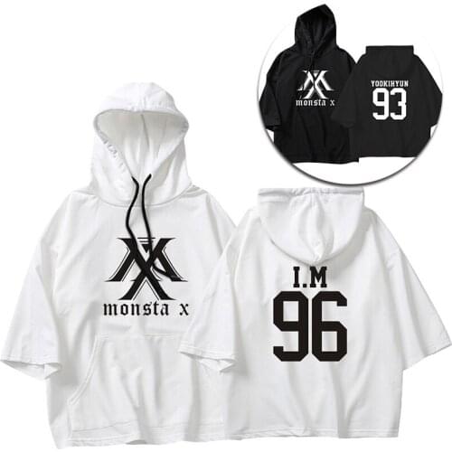 New Fashion Kpop MONSTA X Album Hooded Hoodies Clothes Pullover Tops Printed Three Quarter Sleeves Sweatshirts Moletom Feminino
