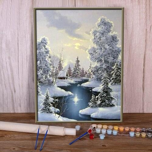 Landscape Tree DIY Painting By Numbers Set Oil Paints 50*70 Boards By Numbers New Design Adults Wholesale Drawing